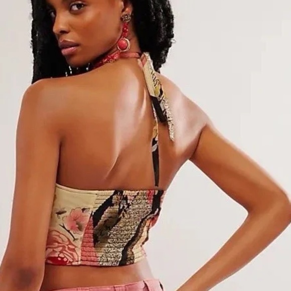 NWT free people rae halter top boho smocked S - Picture 6 of 7